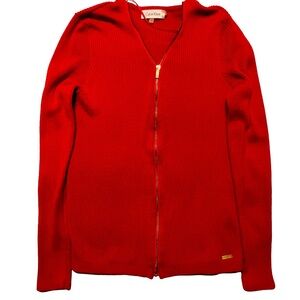 Calvin Klein Red V-Neck Zip Sweater